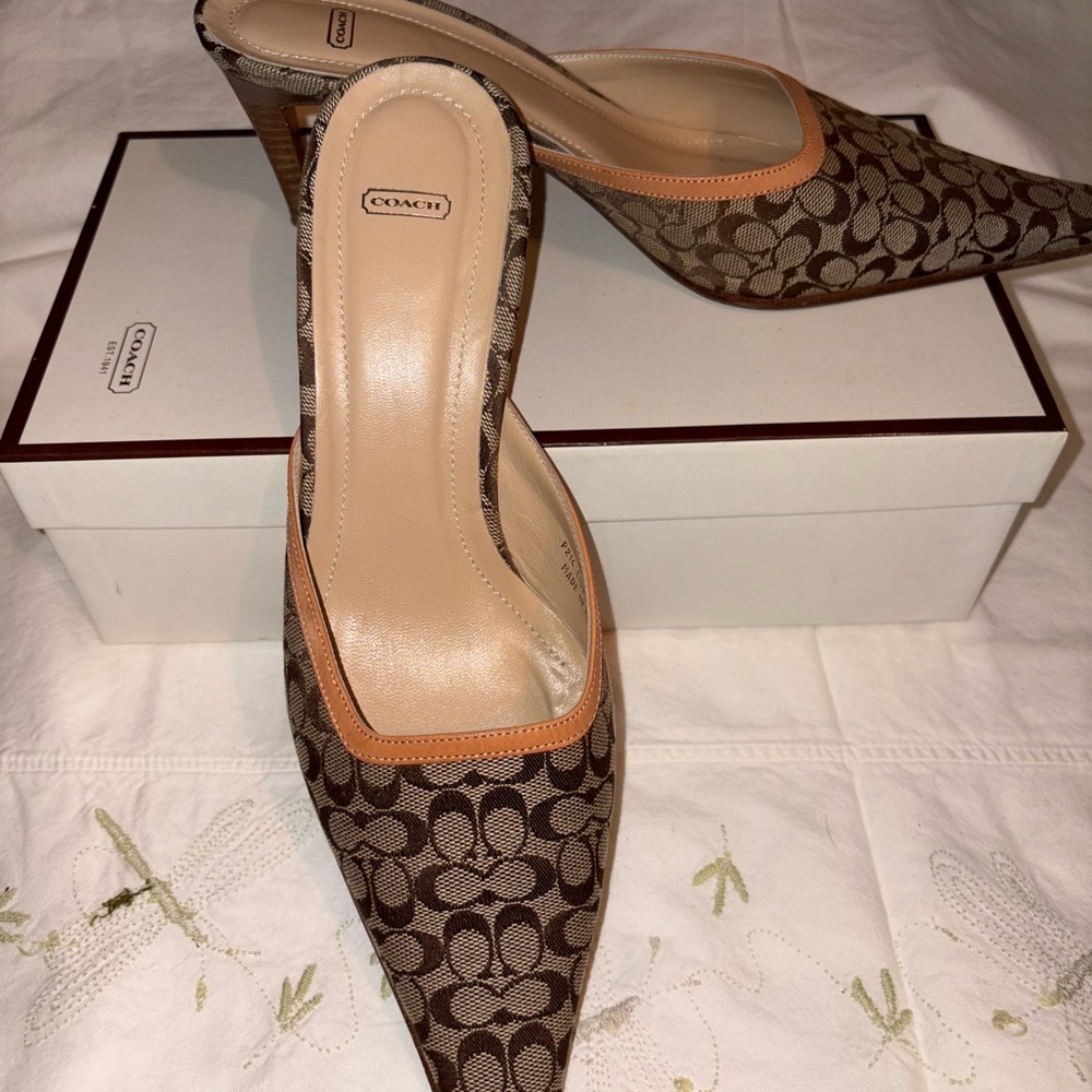 Coach Tan and Brown Signature Heels